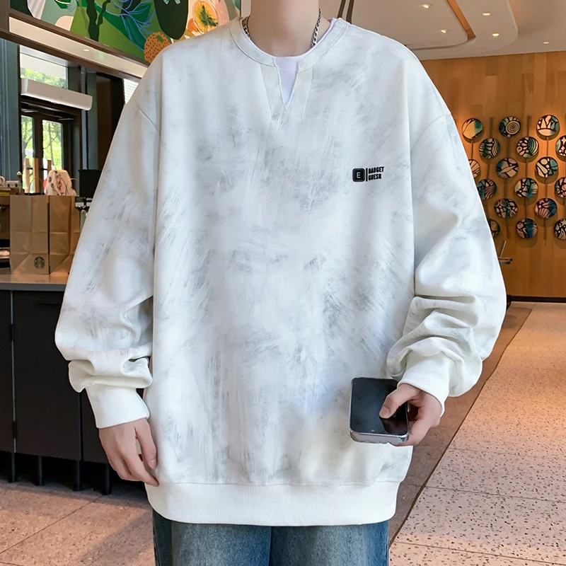 青少年ins休闲秋季印花圆领学生男初高中生宽松版潮流打底衫卫衣