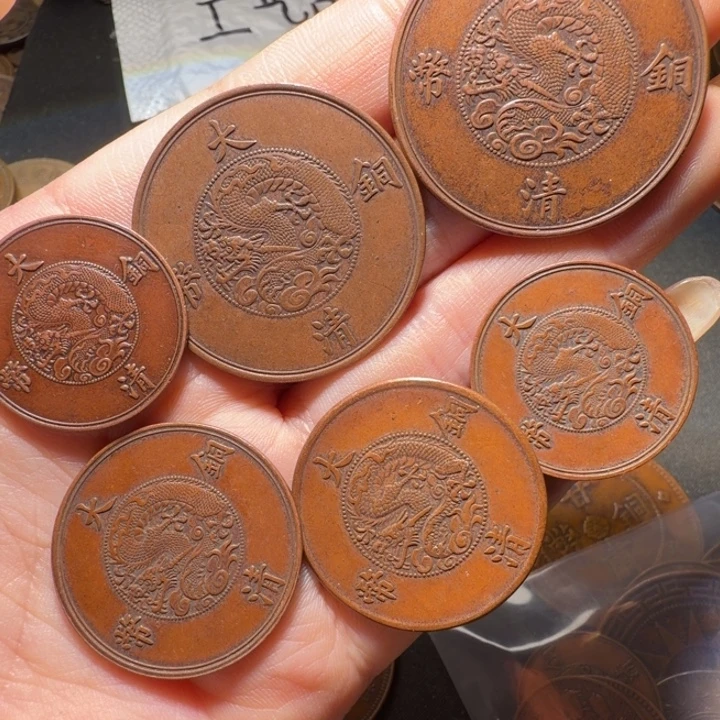 农***夫六个铜币工艺品摆件