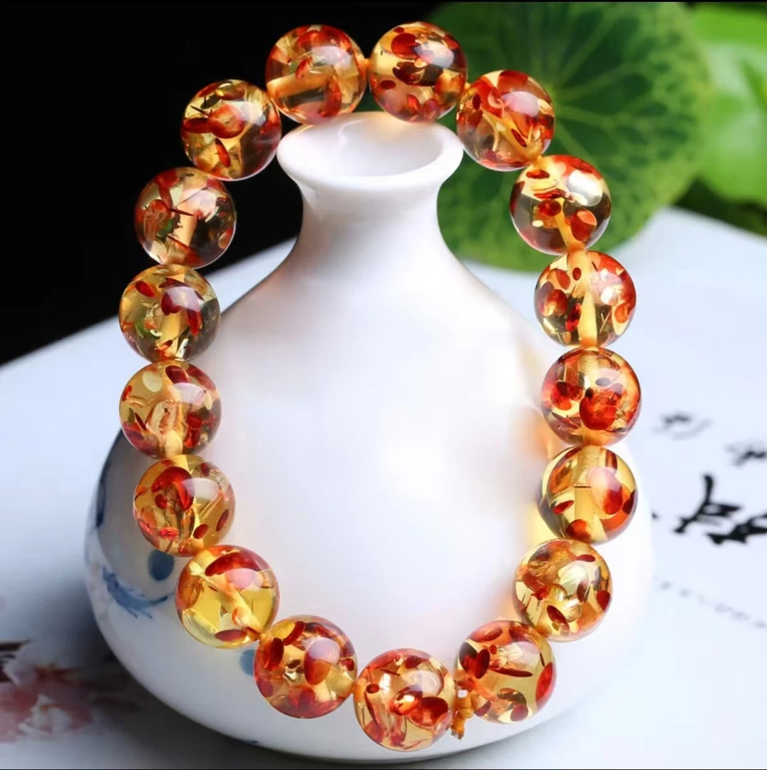 G019精致气质百搭精美红珀树脂手链手串