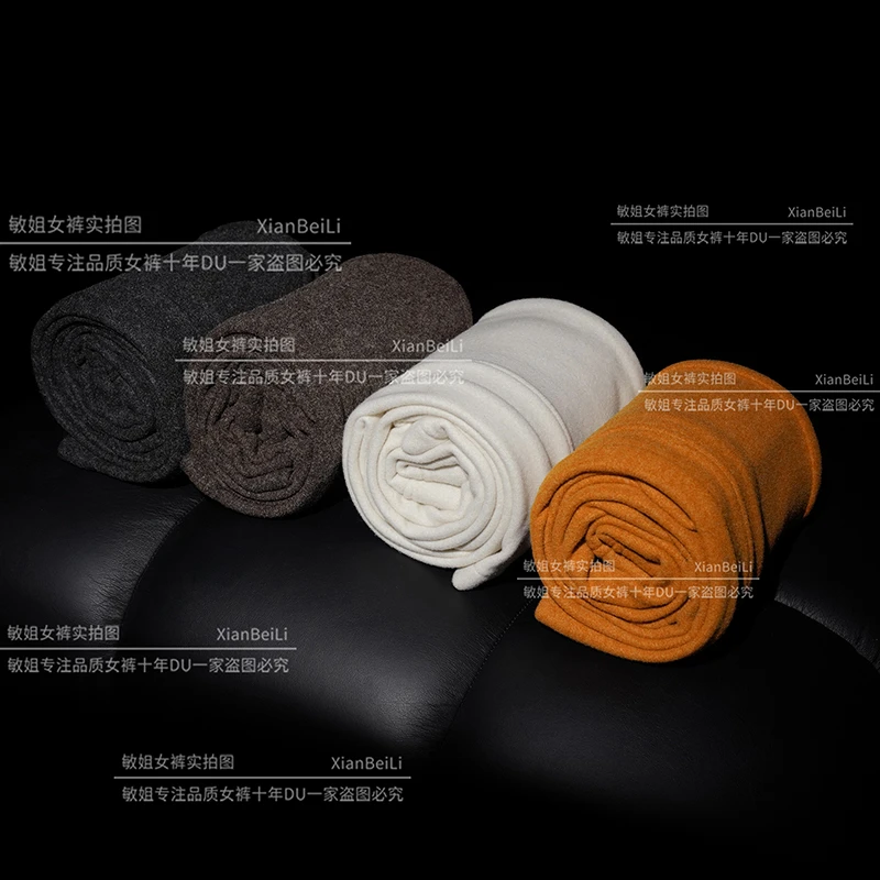 【澳 毛】绵羊 毛加绒蚕 丝羊 绒 保暖高腰显瘦加厚休闲直筒裤女裤w