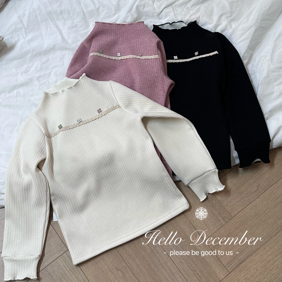 女童打底衫秋冬新款儿童花边四叶草上衣宝宝长袖打底衫24112710