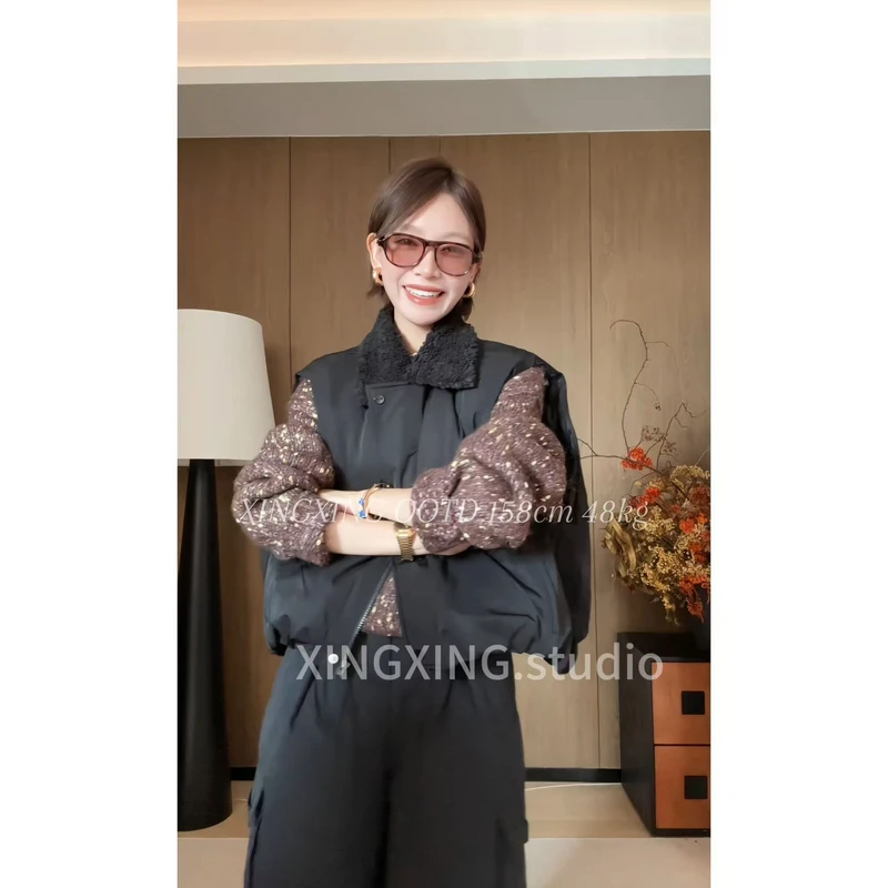 X.x.复古时尚显瘦毛领马甲女韩版休闲保暖加厚外套256010