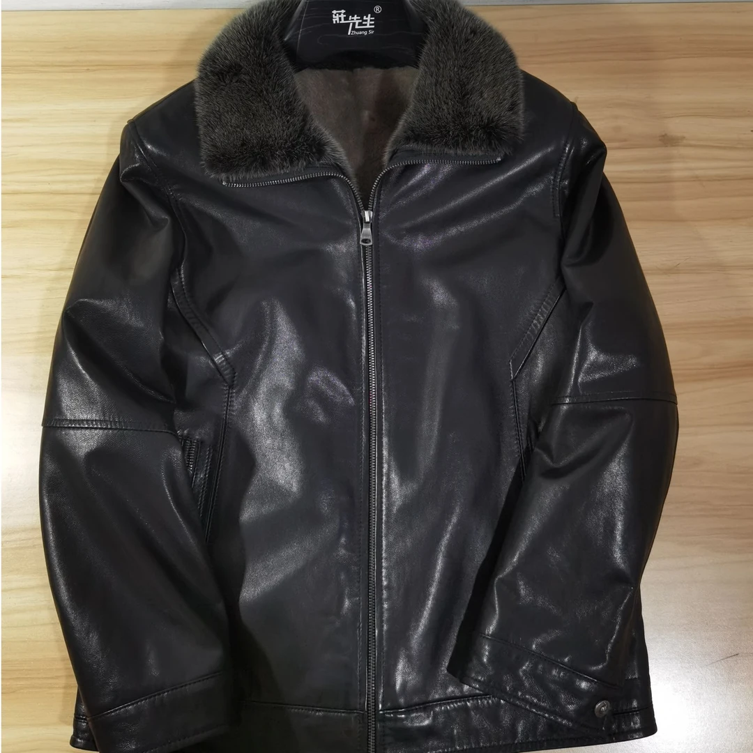 断码捡漏银兰本色水貂头层山羊皮皮衣21023