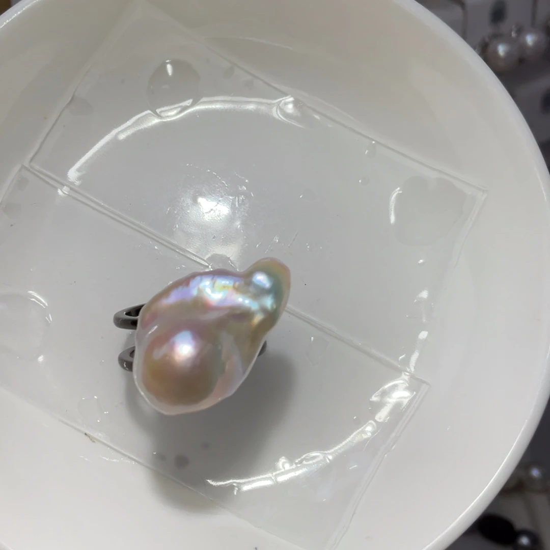 银S925镶嵌戒指淡水珍珠