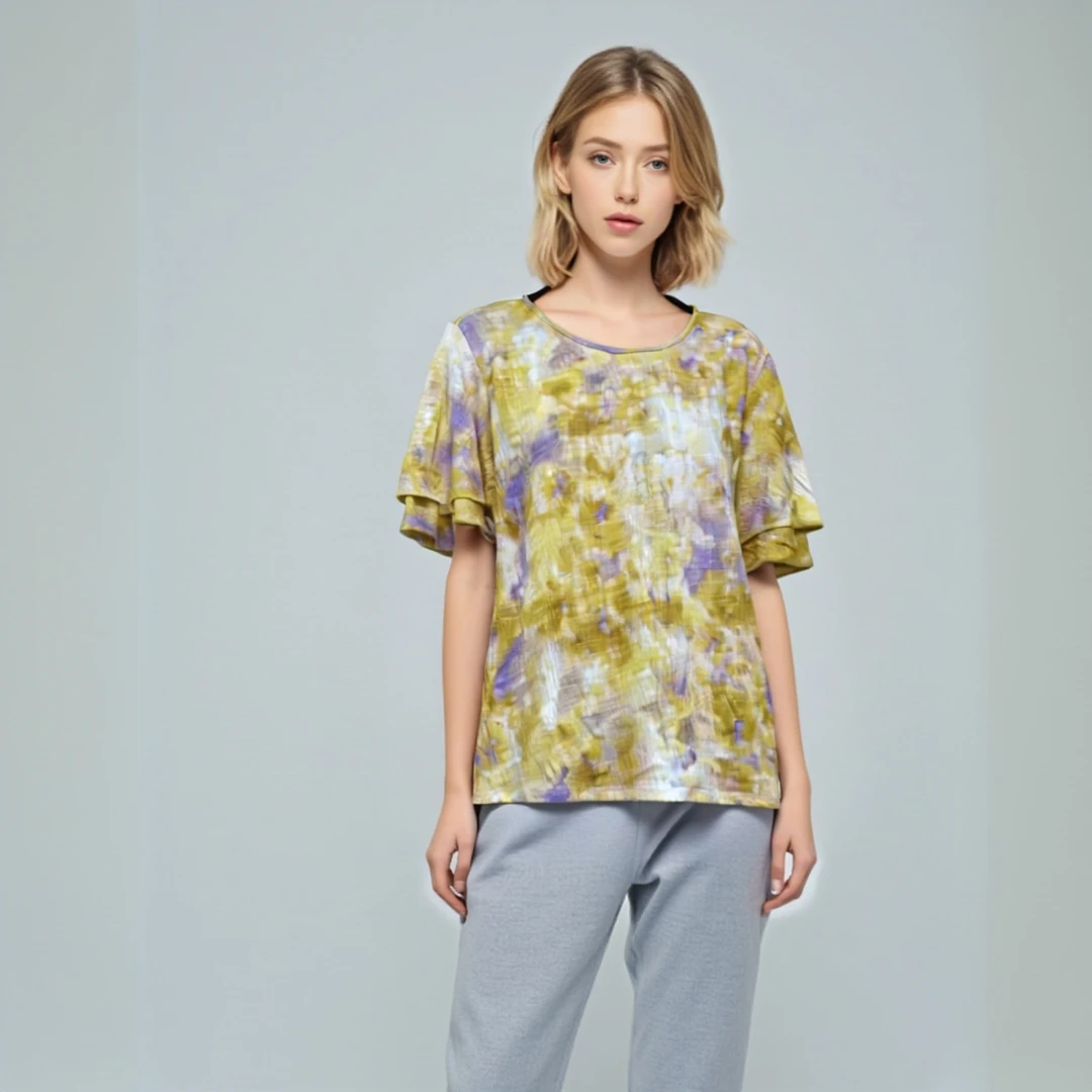 6019黄色扎染短袖