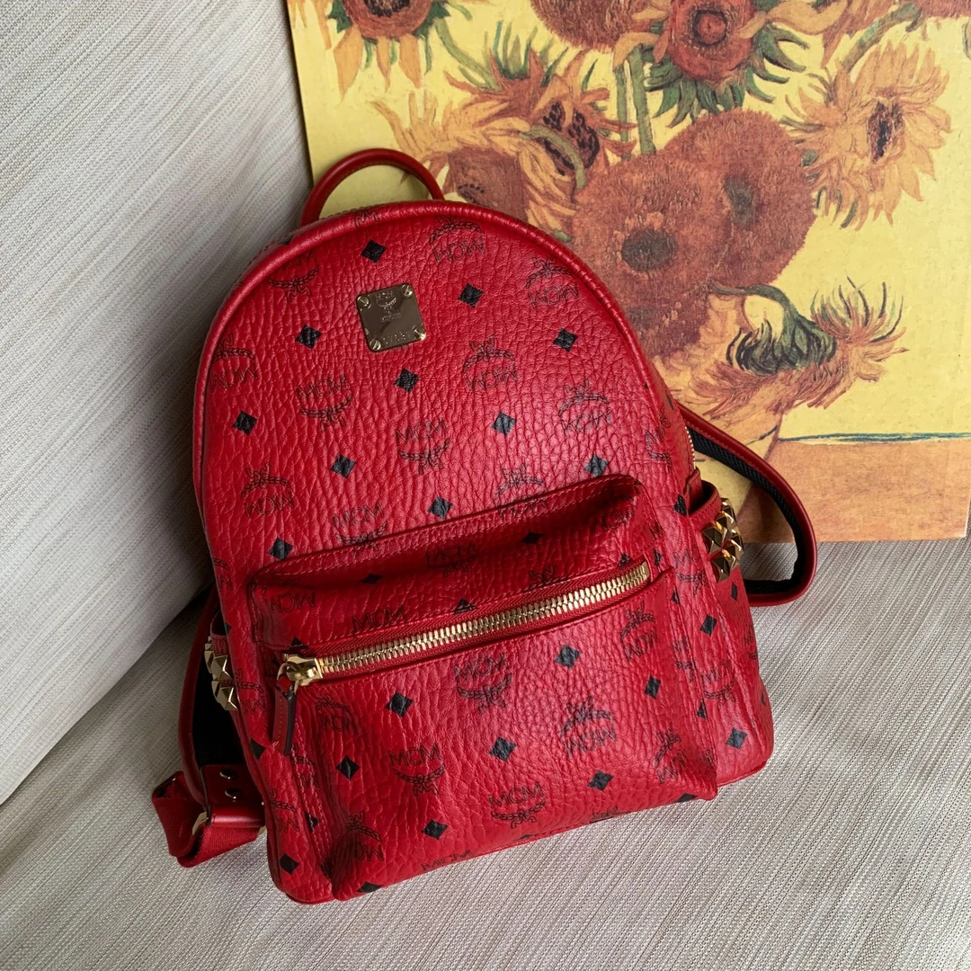 95新 MCM 红色双肩包/SD10623019/3019