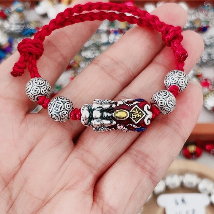 珐琅吊坠足银皮休