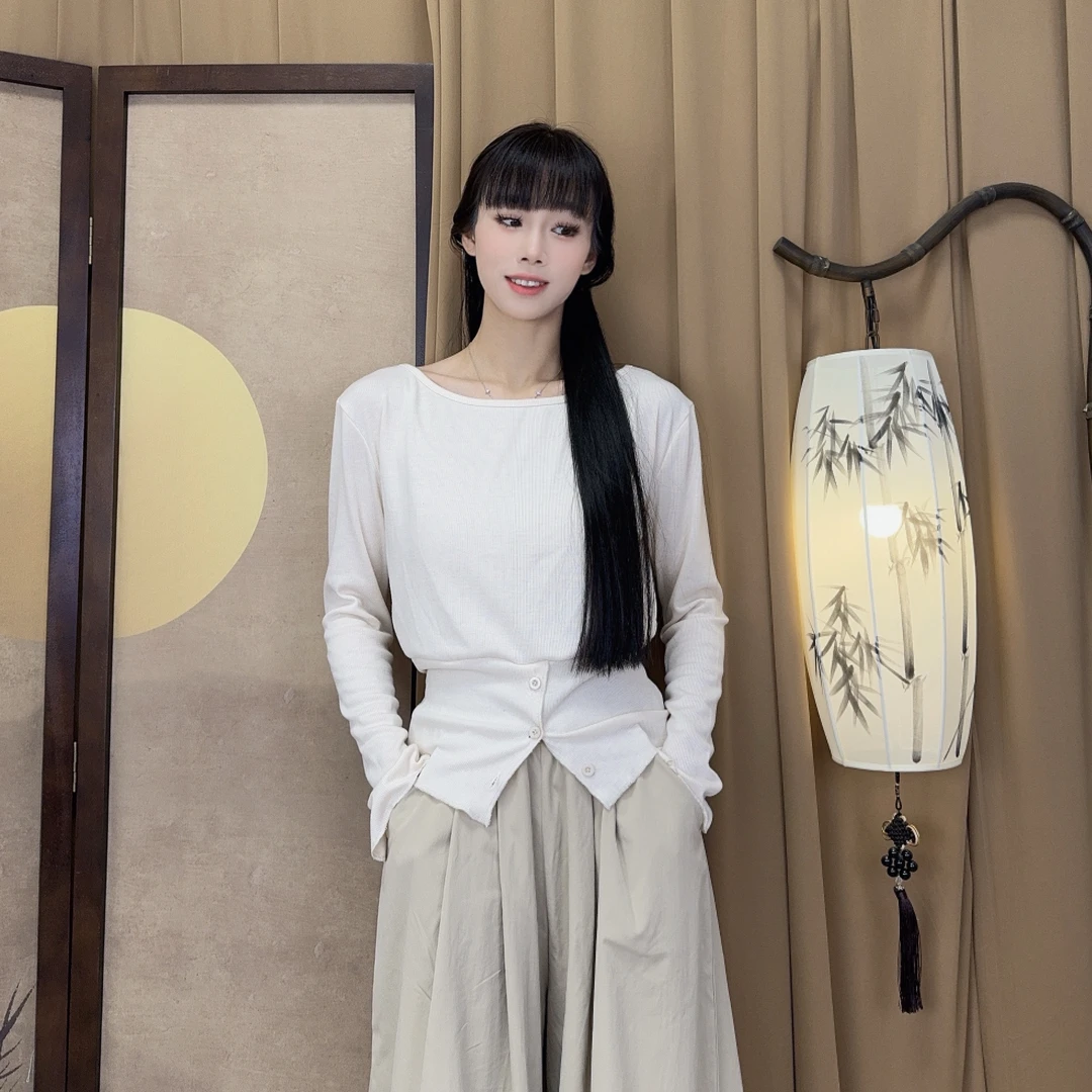 花棠春夏季现代舞百搭螺纹高弹练功服上衣