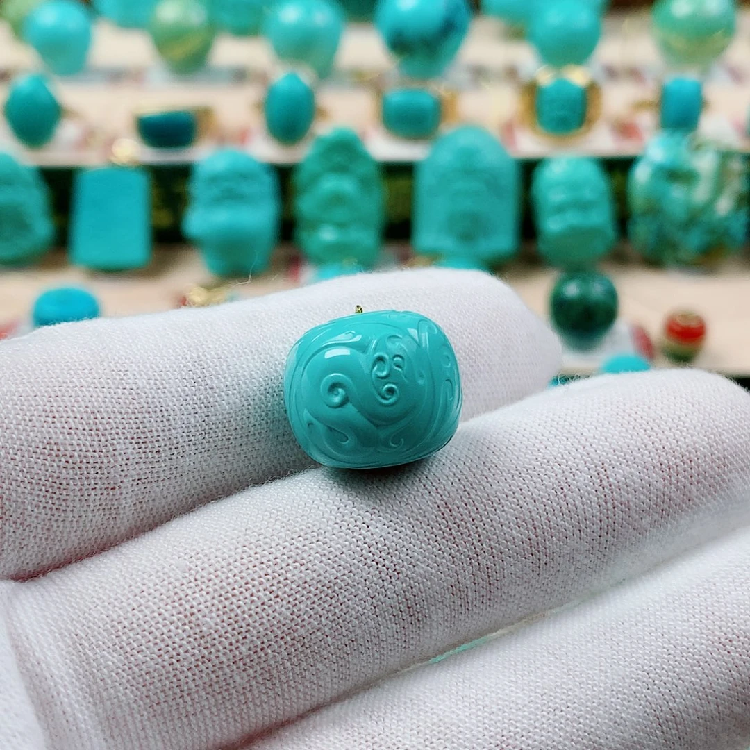 绿松石未镶嵌龙纹博古尺寸15