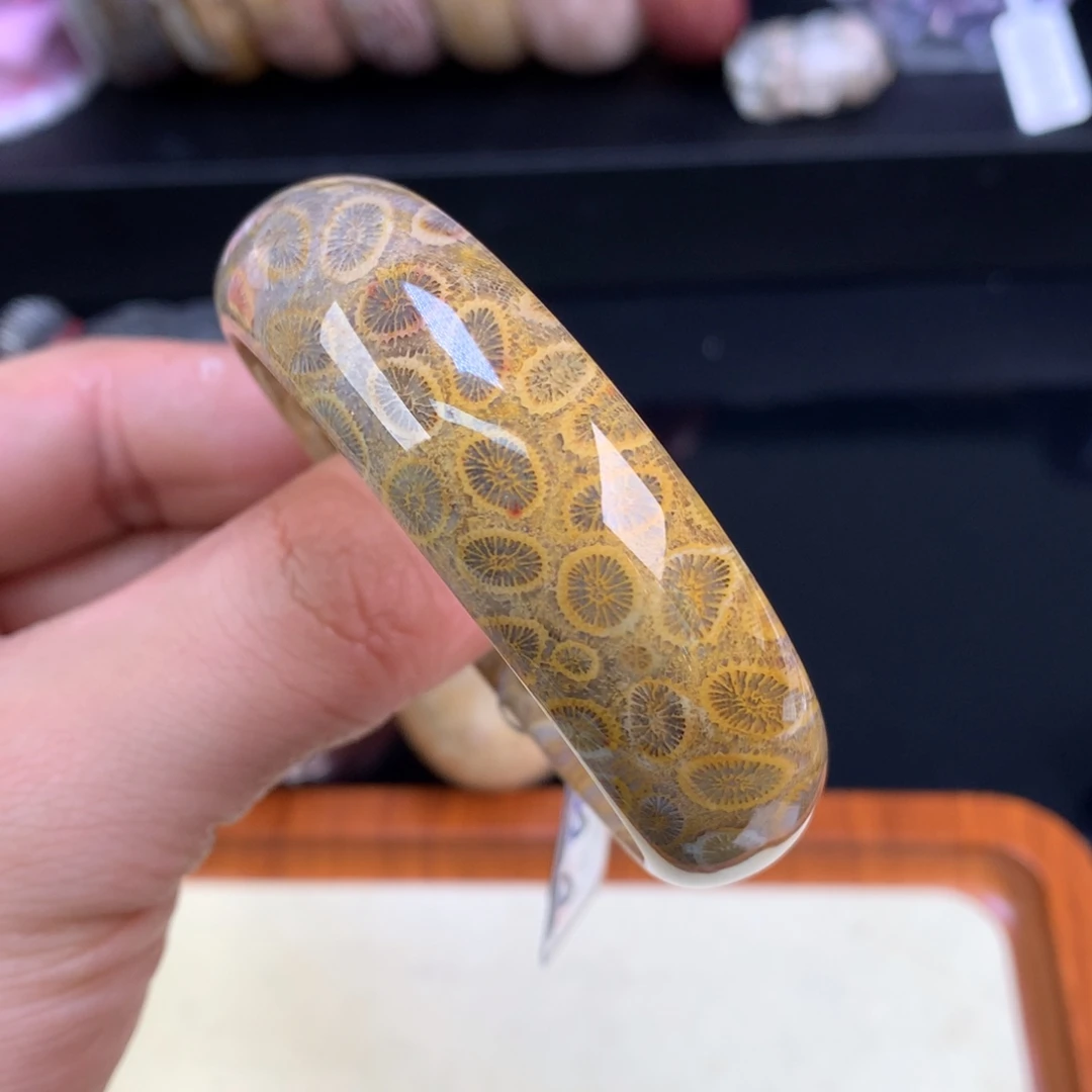 硅化珊瑚（珊瑚玉）未镶嵌颈饰58号51.9圈双面柠檬