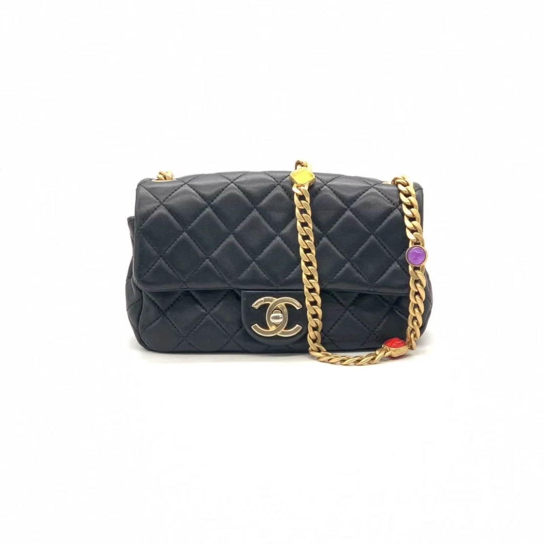 95新 Chanel/香奈儿 黑金大mini斜挎包/31开