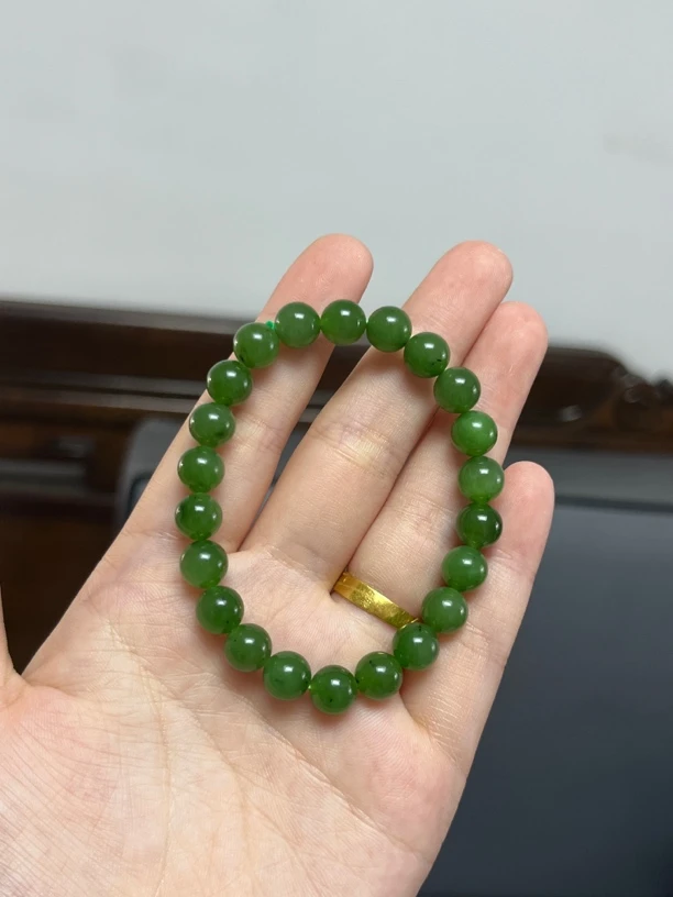 碧玉菠菜绿单圈手串精美气质