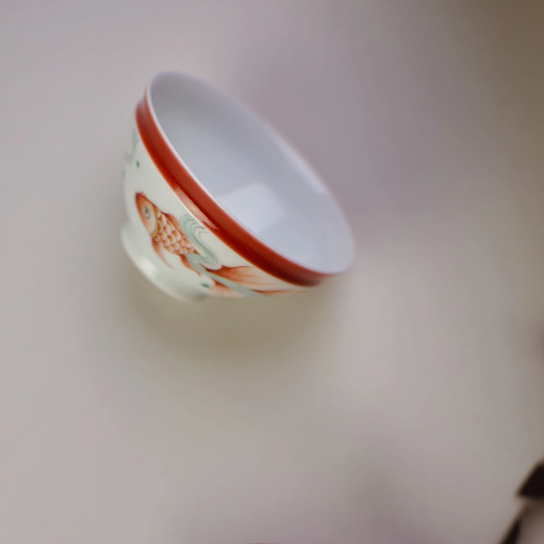 三秋月【有鱼有余】主人杯喝茶饮茶家用手工精美茶杯茶具陶瓷