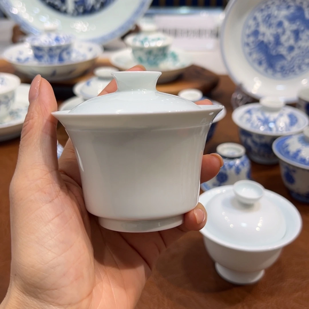 盖碗素胎马蹄盖碗110毫升