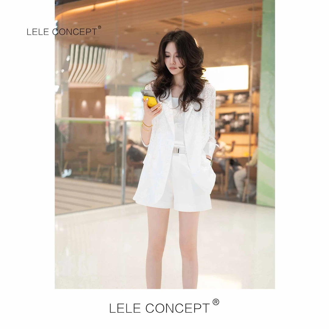 LELE CONCEPT丨时尚百搭暗纹八分袖西服外套Y0602