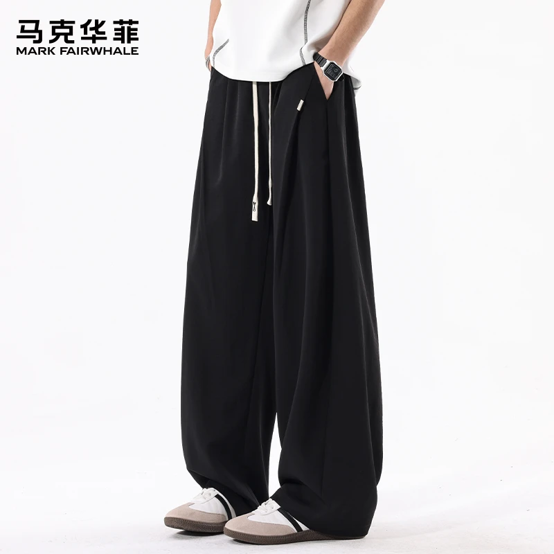 马克华菲夏季薄款冰丝休闲裤男士2025新款宽松直筒百搭速干长裤子