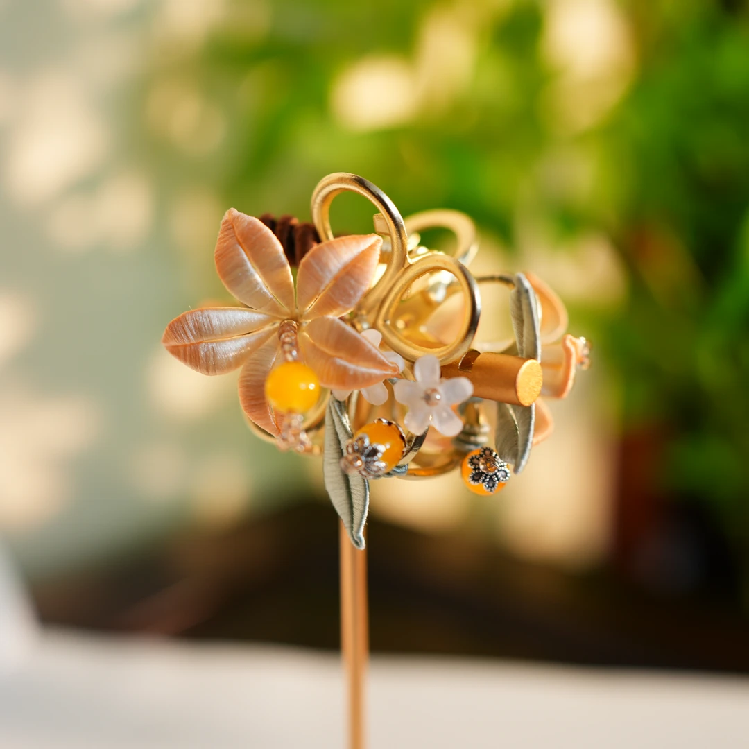 【百合抓夹】香槟色 5cm 非遗缠花工艺 日常国风仙女百搭礼品