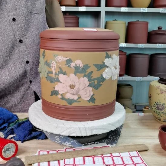 紫砂茶叶罐处理七饼直筒9713
