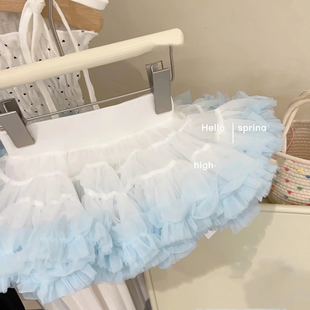 儿童白色半身裙夏装女童裙童装女宝宝公主蓬蓬裙洋气时髦套装女孩