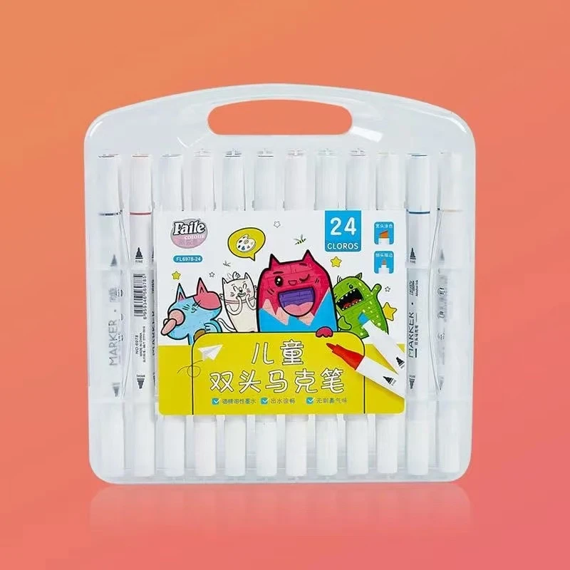 派乐彩双头马克笔速干彩笔学生幼儿涂鸦绘画专用双头美术-24