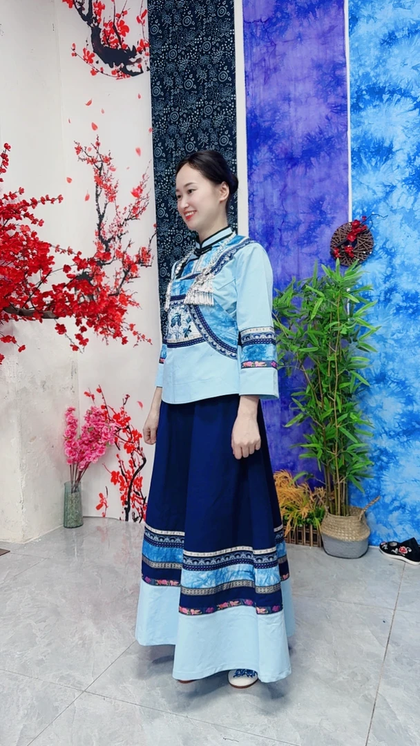 布依族壮族民族风刺绣大裙摆长款上衣传统