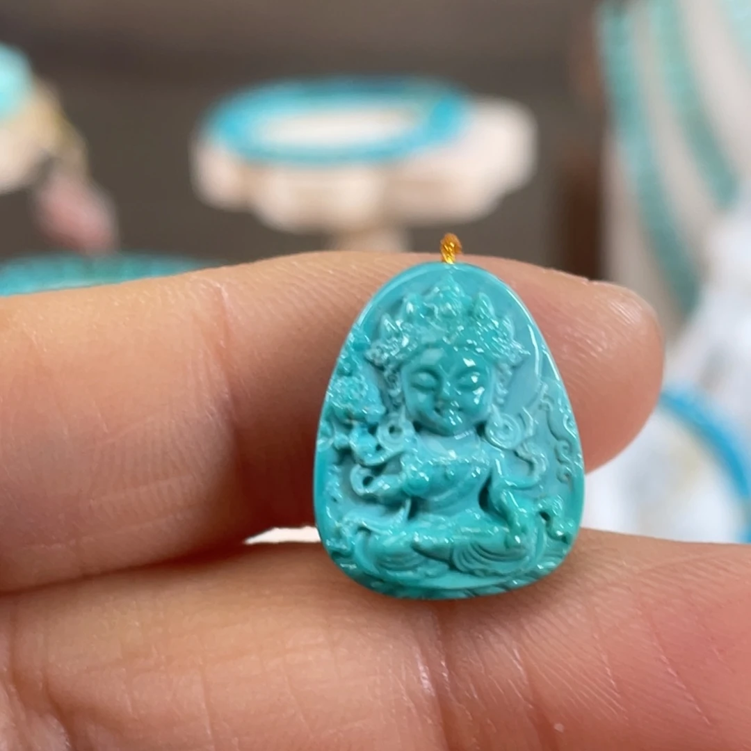 绿松石未镶嵌套链绿度母