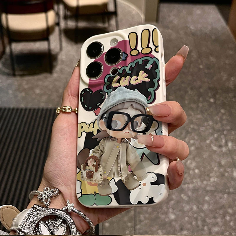 时尚嘎子姐适用iphone16苹果17pro手机壳14plus褶皱14磨砂12软13