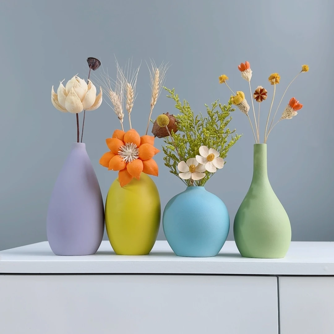 摆件陶瓷花瓶摆件含花总高约20-30cm