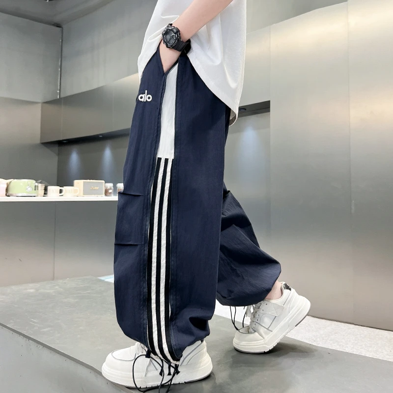 儿童夏装2025新款大男童装裤子宽松速干运动裤夏季薄款阔腿直筒裤