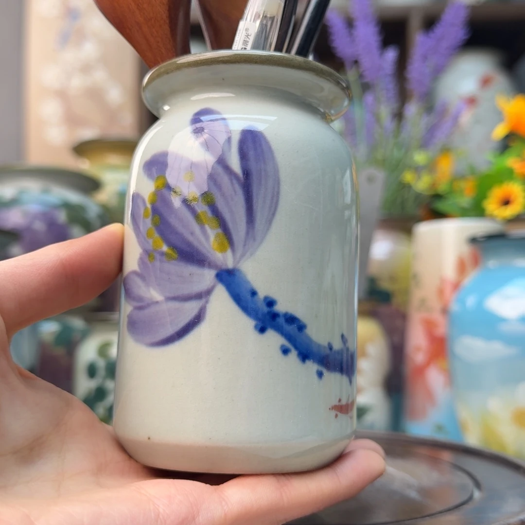 缸景德镇纯手绘花瓶摆件无孔