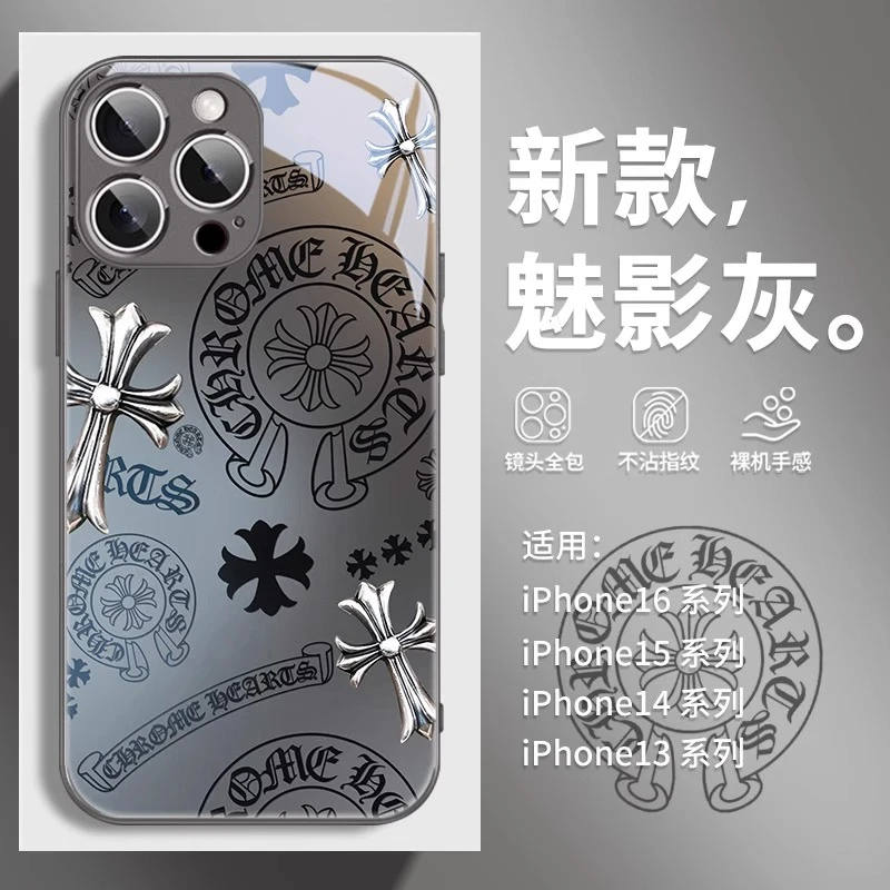 克罗心适用苹果手机壳17新款iPhone16Pro十字架15个性14高级玻璃
