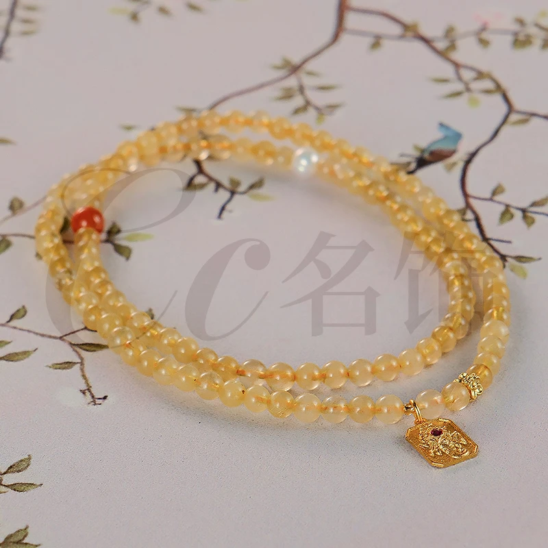 天然金发晶双圈女招财幸运女款手链-6240