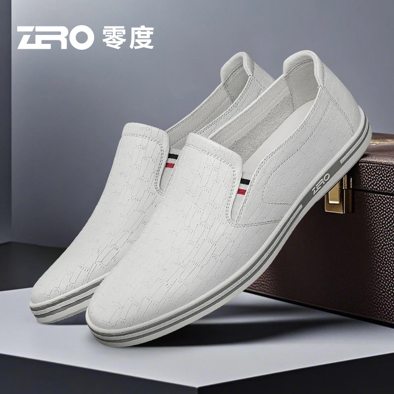 零度休闲皮鞋男真皮透气乐福鞋2025春夏新款柔软舒适套脚懒人男鞋