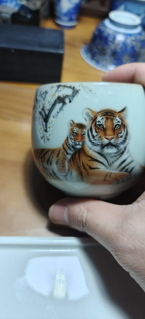 当代 汝窑老虎主人杯单杯