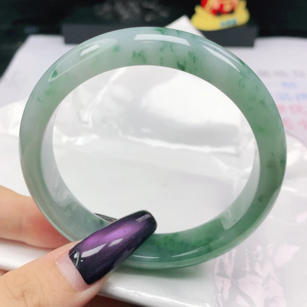 未镶嵌手镯翡翠翡翠58.0飘绿花正圈