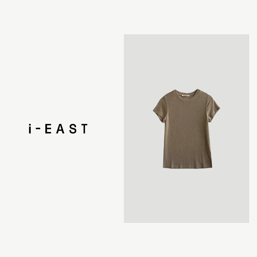 i-EAST 早春软糯~简约超百搭的T恤上衣-4C T12173