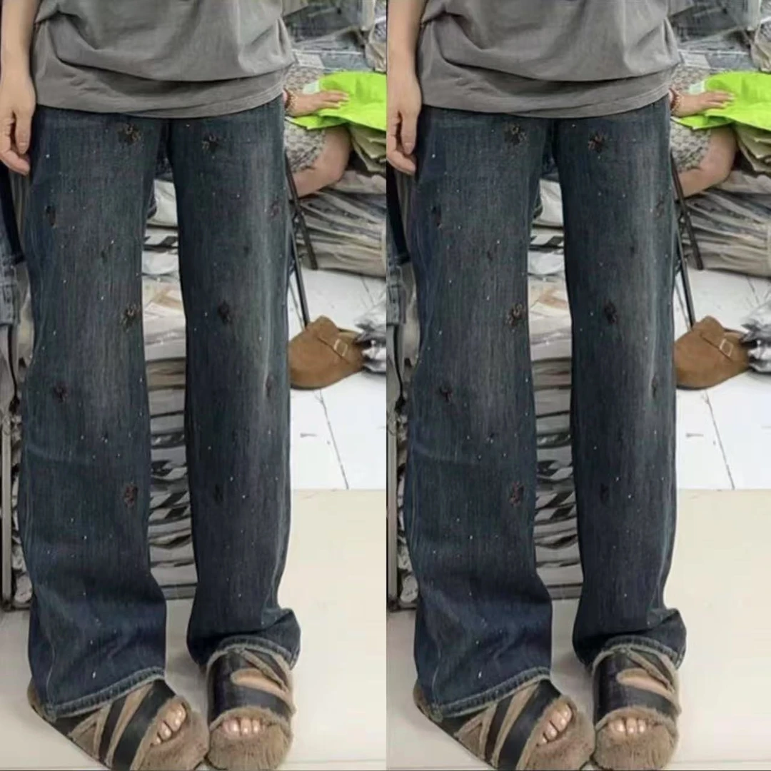 5238刺绣窄版高端直筒裤（裤长105）