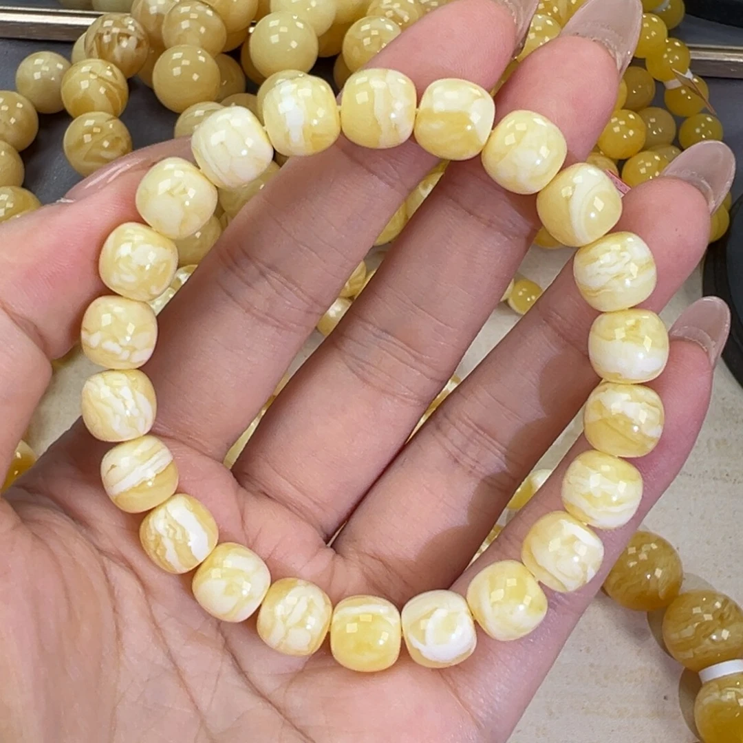 手链琥珀未镶嵌瓷白妖花