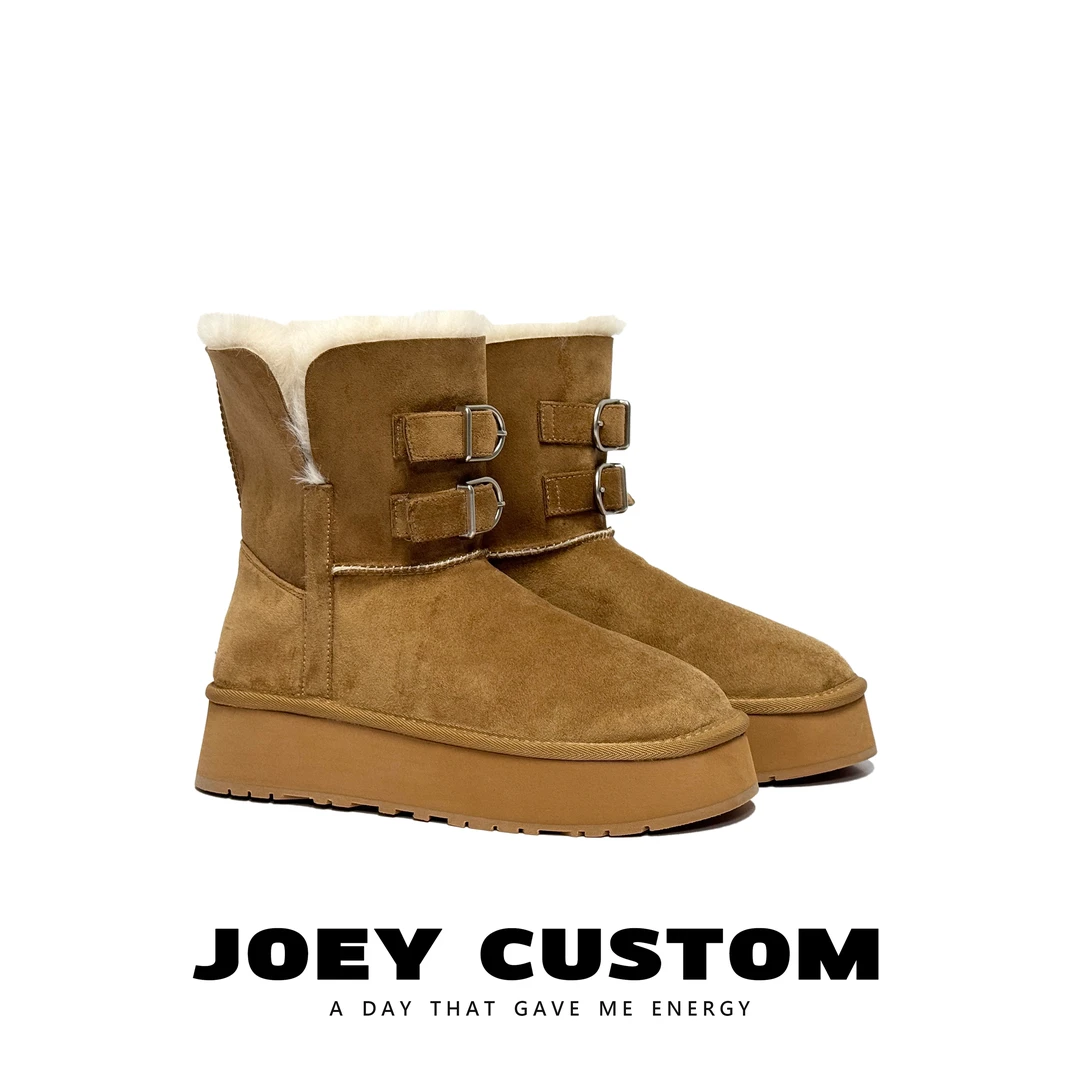 JOEY | 保暖双扣雪地靴冬季新品中筒加厚舒适感女棉靴 8986-2