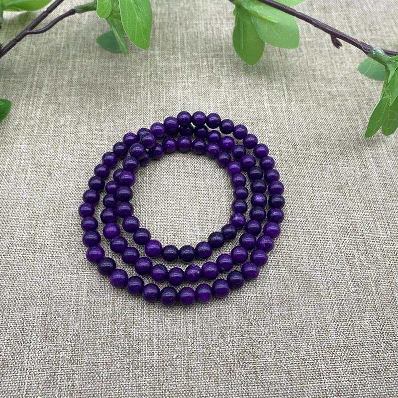 非金属珐琅手链 帝紫皇紫6m老油紫三圈多圈手链手串玉化夜莺