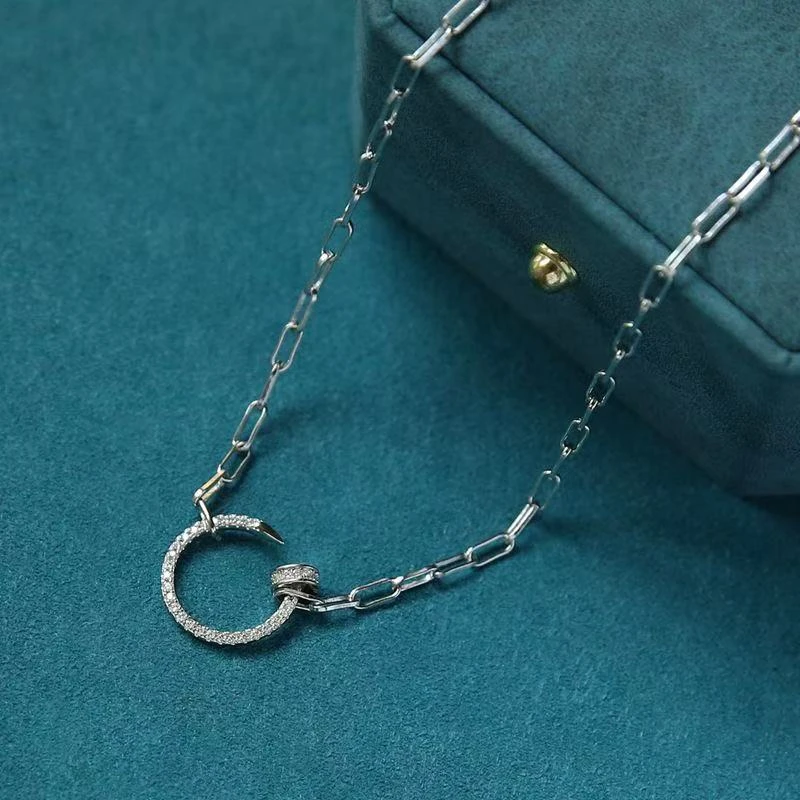 钛钢项链 钛钢 卡家高定满镶钉子项链时尚百搭