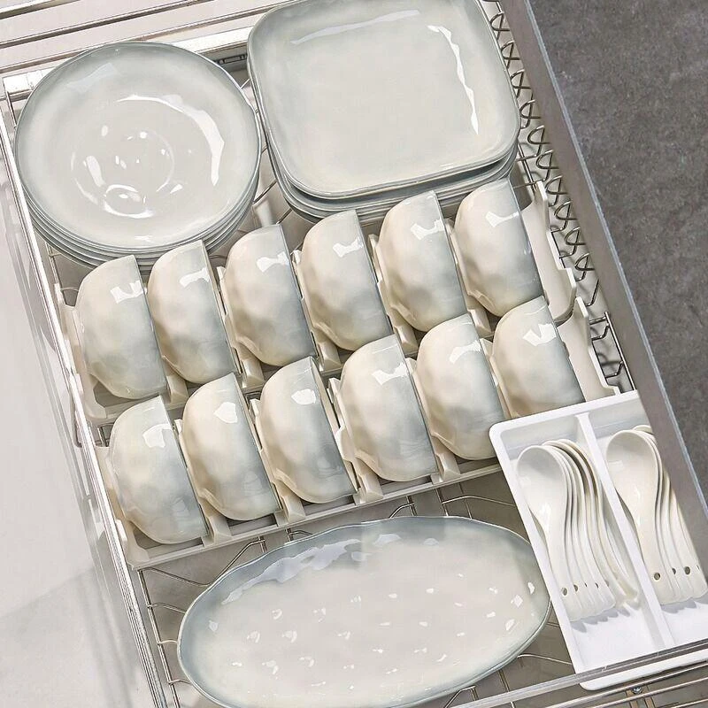 78件烟雨谣渐变陶瓷餐具碗碟套装家用结婚乔迁碗筷高颜值碗盘