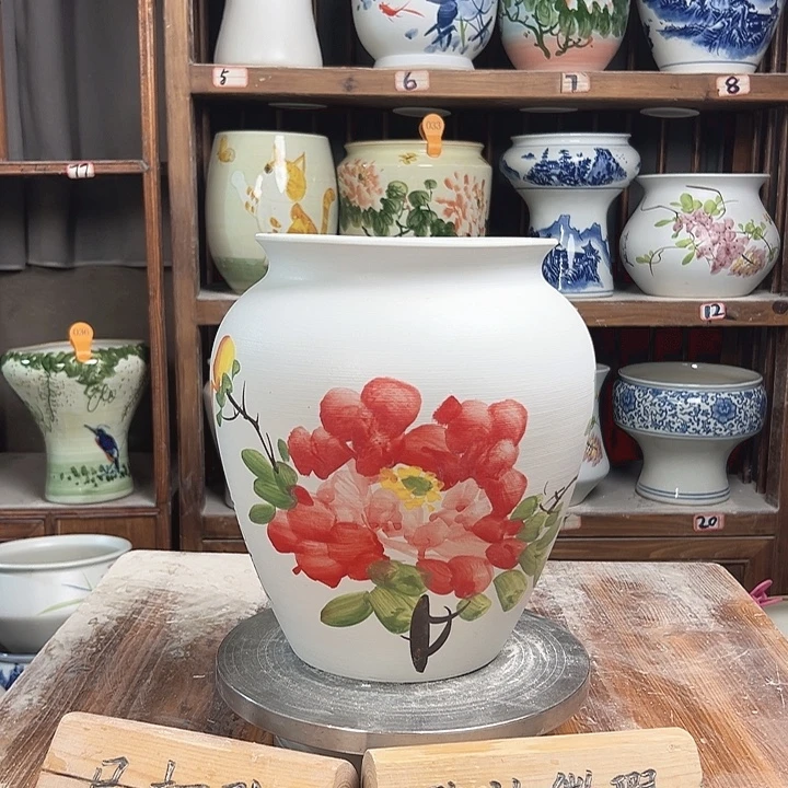 陶瓷高26口18.5牡丹新款新款陶瓷陶瓷