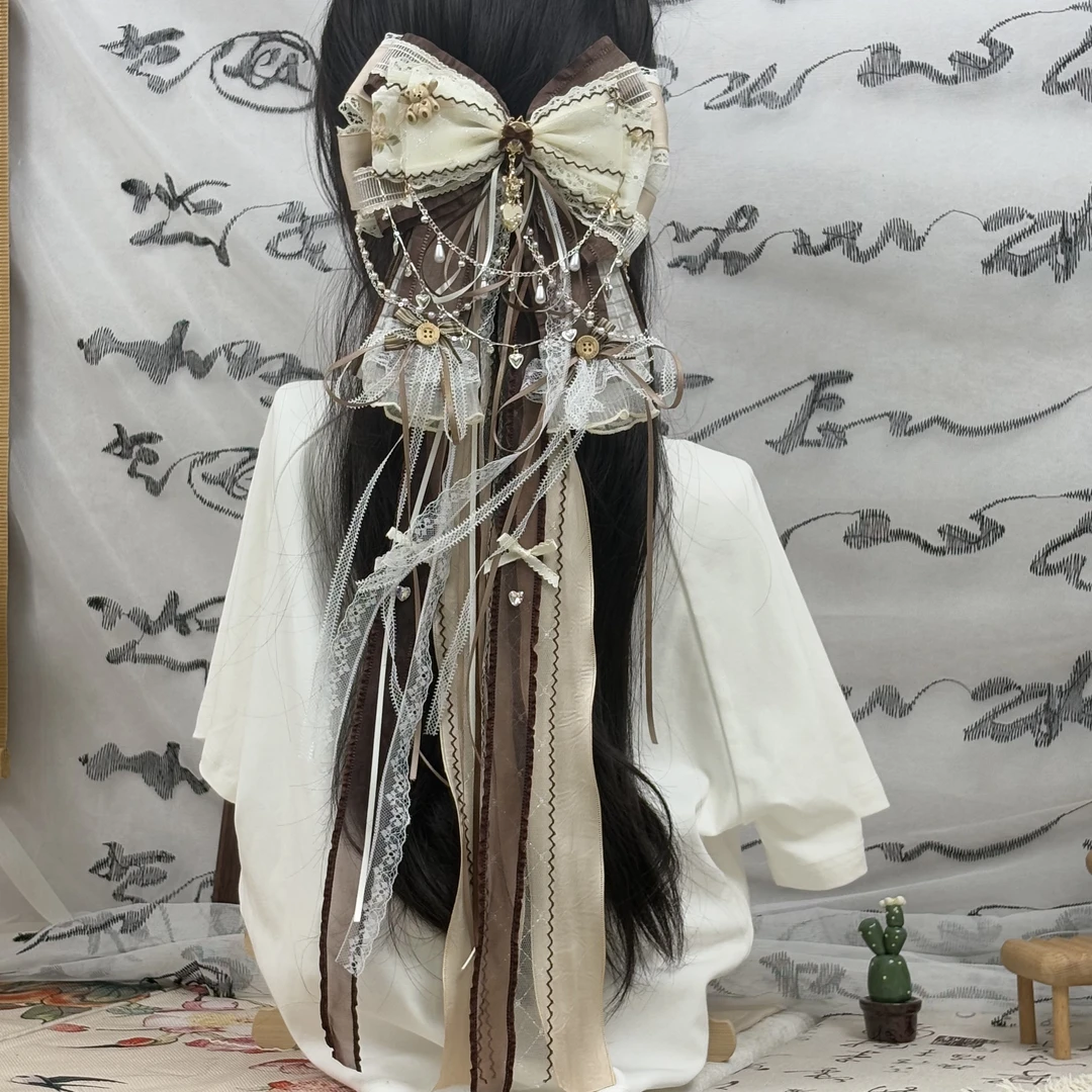 【可可熊】奶咖色日常百搭多层次大蝴蝶结发饰古风汉服洛丽塔头饰女