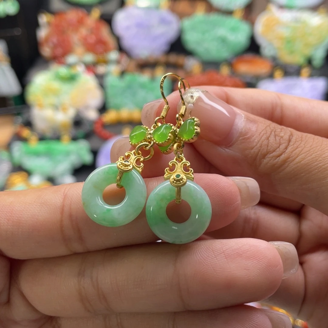 翡翠未镶嵌耳饰代编织