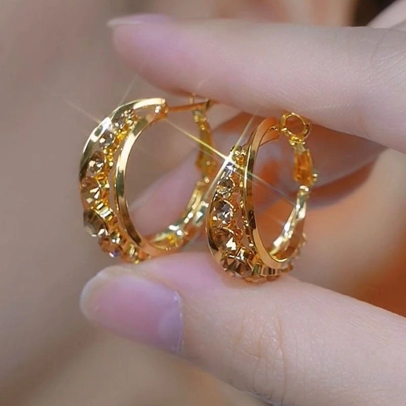 纯铜亚克力耳饰 设计耳饰圈圈耳环独特高级感新款小众咖色镶钻美