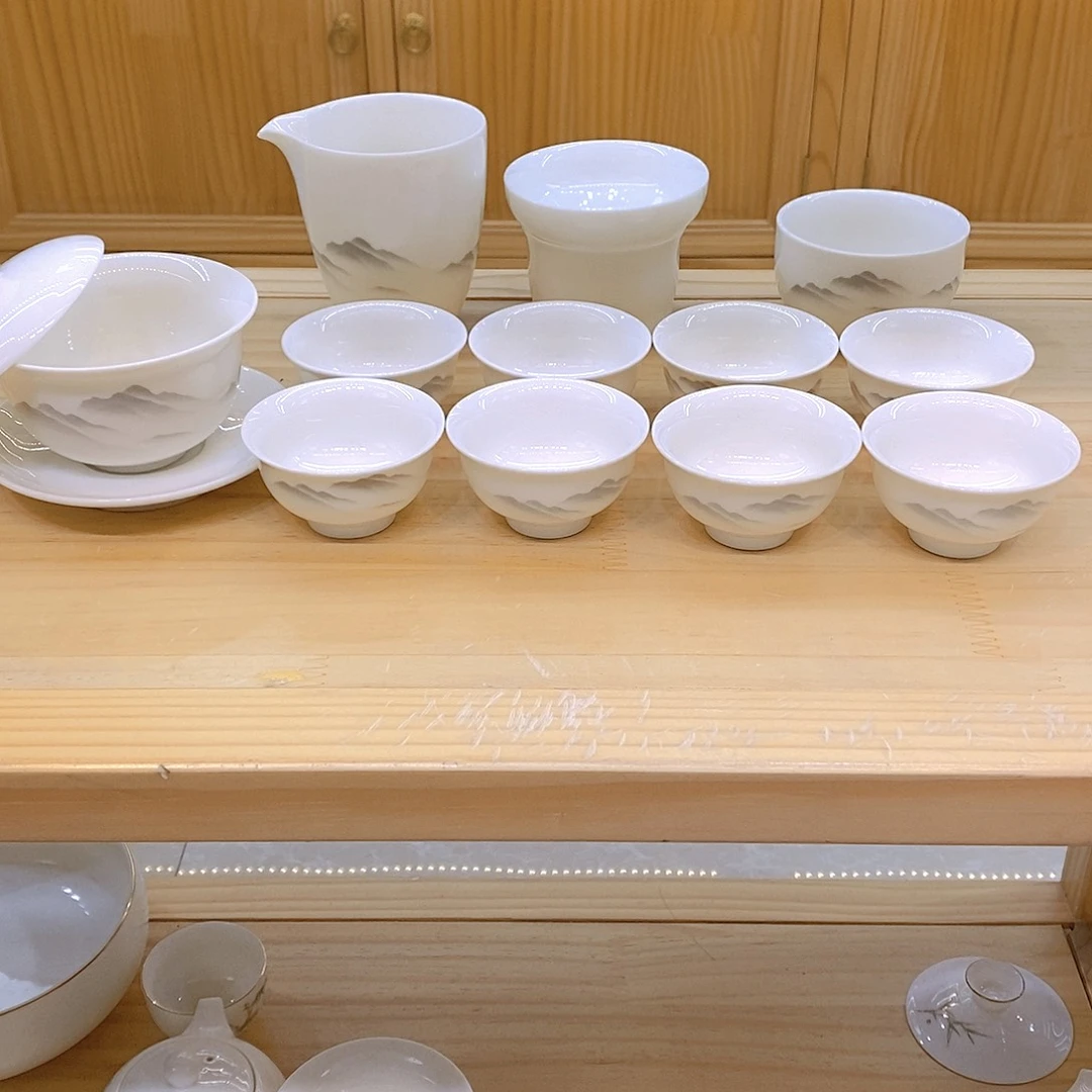 羊脂玉瓷茶具套装