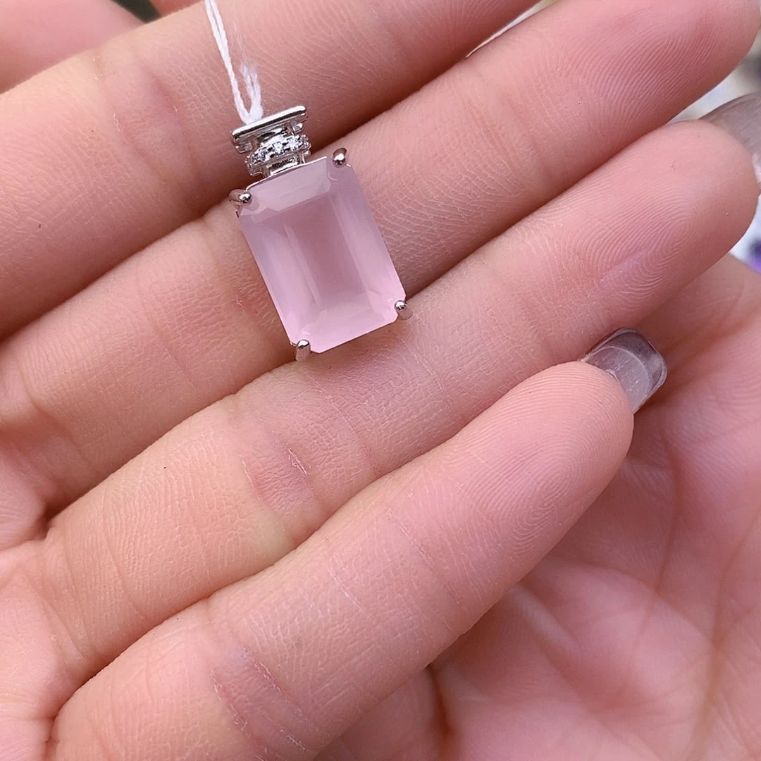 芙蓉石纯天然无优化粉水晶x银S925镶嵌B****૭