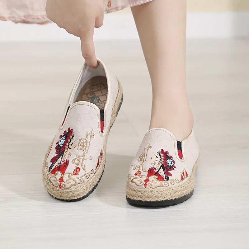 泰和源老北京布鞋女款春季防滑软底一脚蹬舒适透气国风休闲妈妈鞋