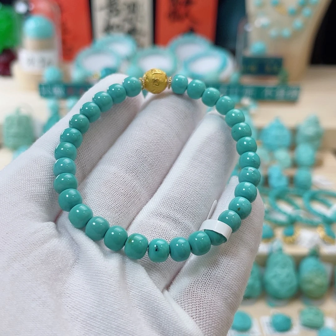 绿松石珠宝奇石18K金镶嵌